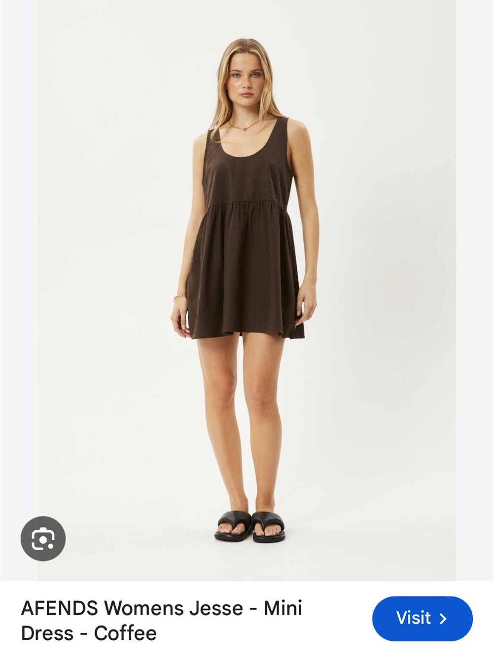 Afends Jesse Coffee Brown Hemp Linen Sleeveless Mini Dress NWT